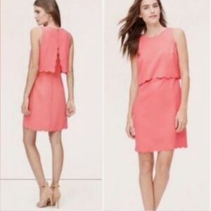 LOFT Pink Sleeveless Tiered Mini Dress for Cocktail